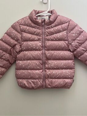 Down Feather Warm Dusty Rose Star-Print Quilted Light Puffer Jacket
